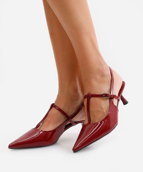 scarpin bico fino salto baixo oneself vinho