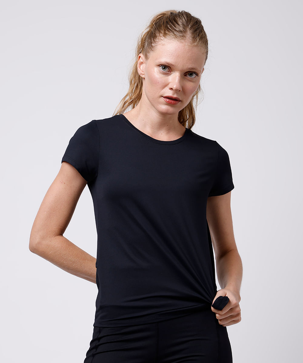 camiseta feminina manga curta mindset sport preto