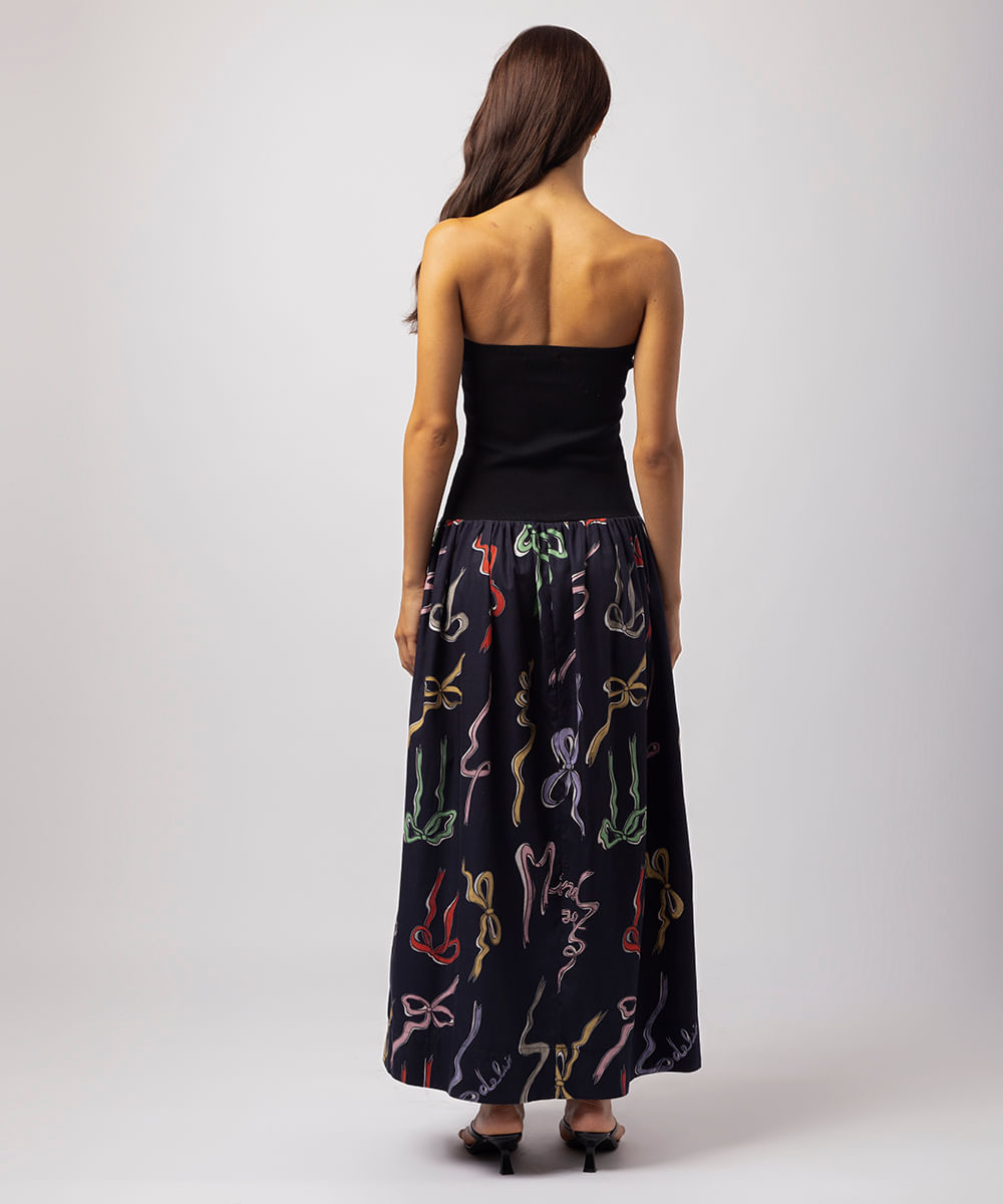vestido midi feminino laços mindset lo de lui preto