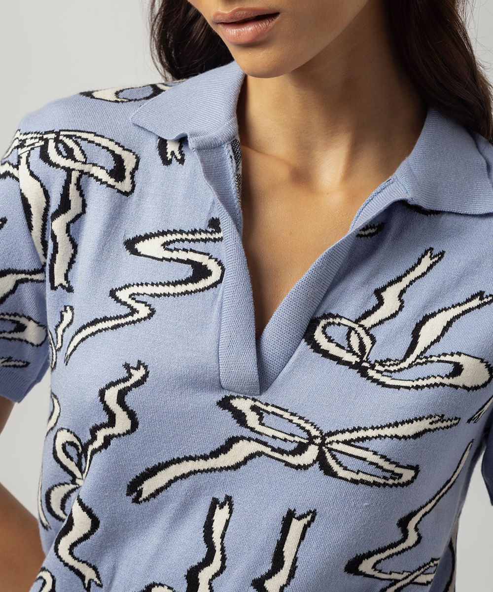 polo de tricot feminina laços mindset lo de lui lilás