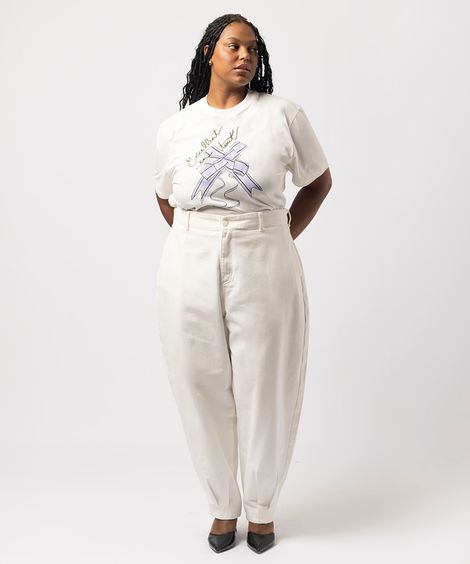 calça barrel feminina de sarja mindset lo de lui plus size off white