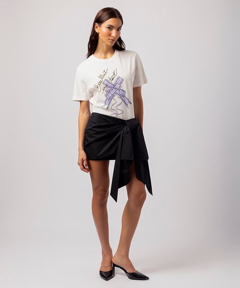 saia curta feminina com laço mindset lo de lui preta