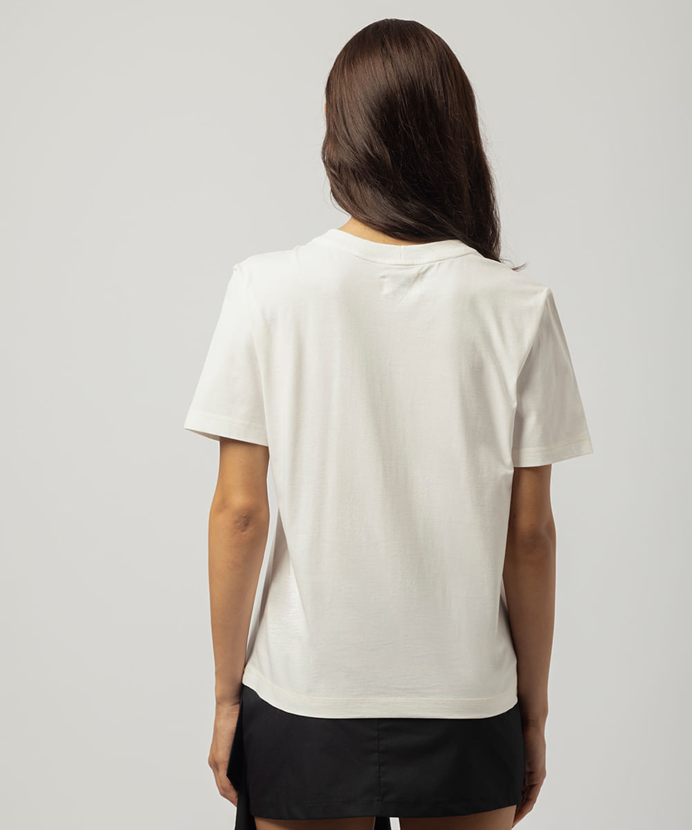 camiseta feminina de algodão laço mindset lo de lui off white