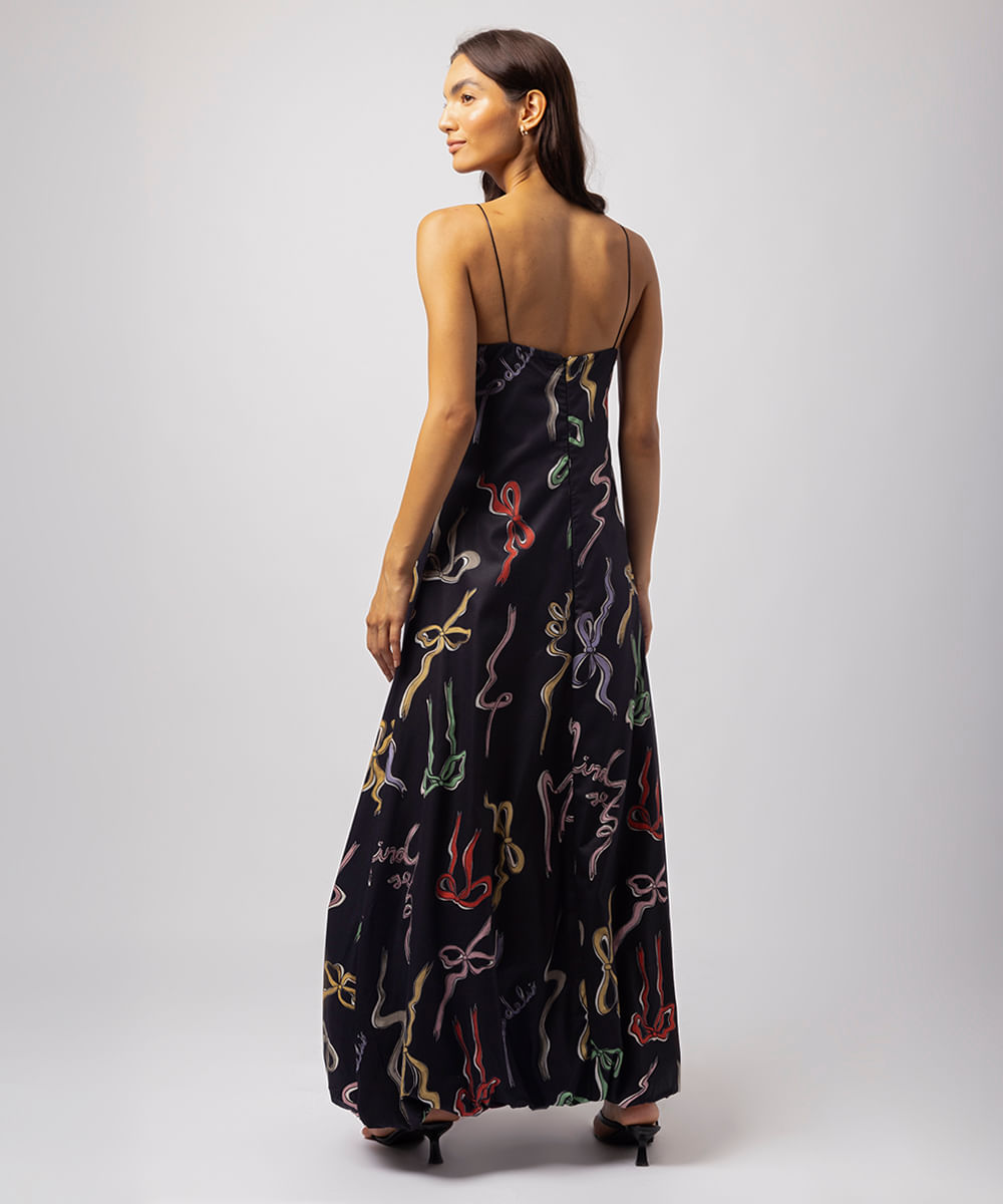 vestido balonê feminino laços mindset lo de lui preto