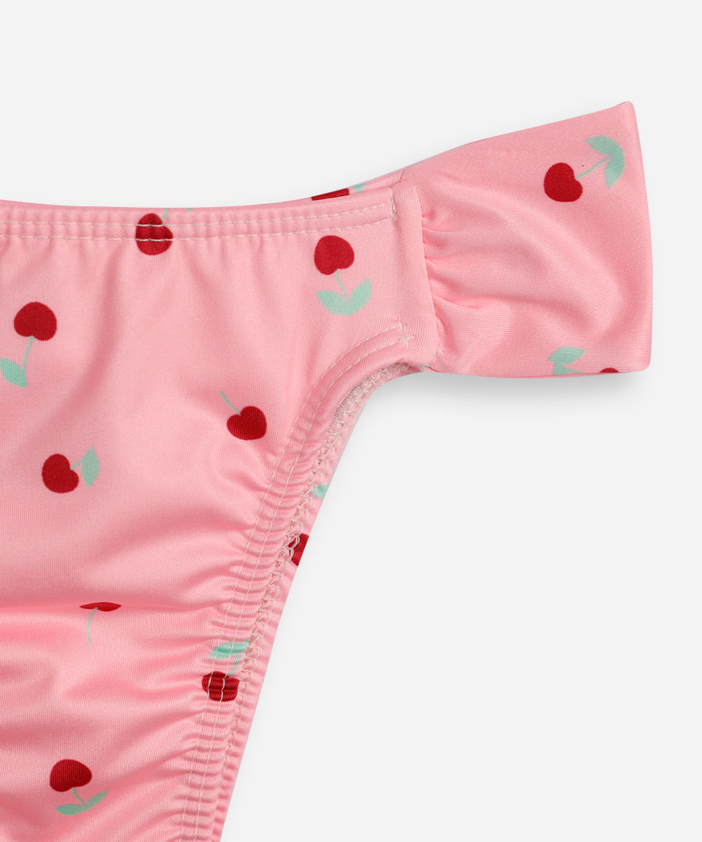 biquíni infantil frente única cerejinha rosa