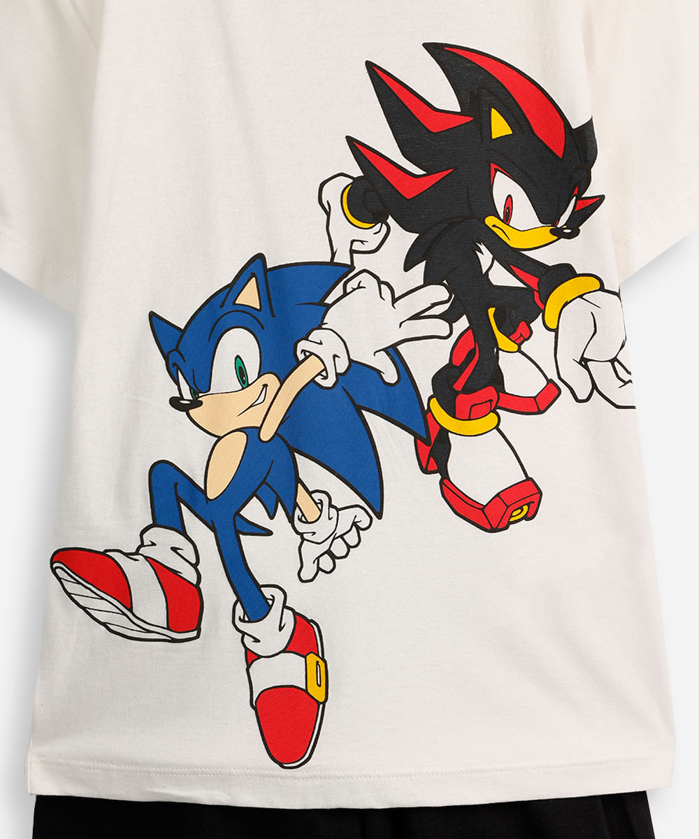 pijama curto infantil sonic e shadow off white
