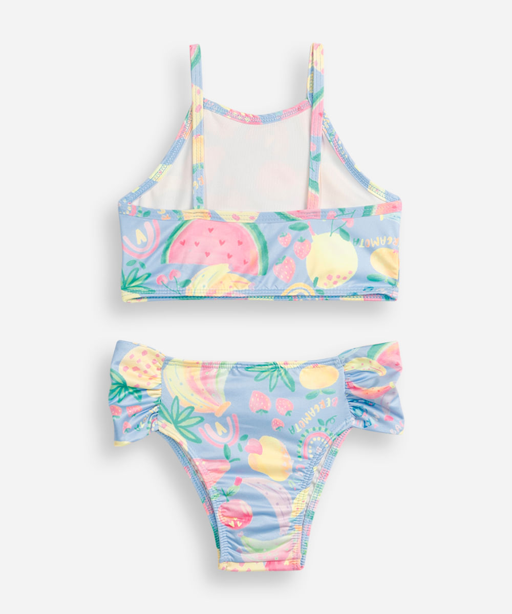 biquíni infantil frente única frutas azul
