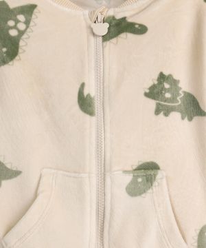 conjunto infantil longo de pelúcia dinossauro bege