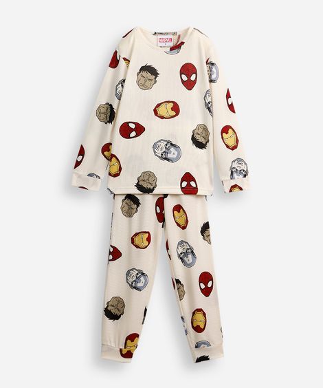 pijama longo infantil os vingadores off white