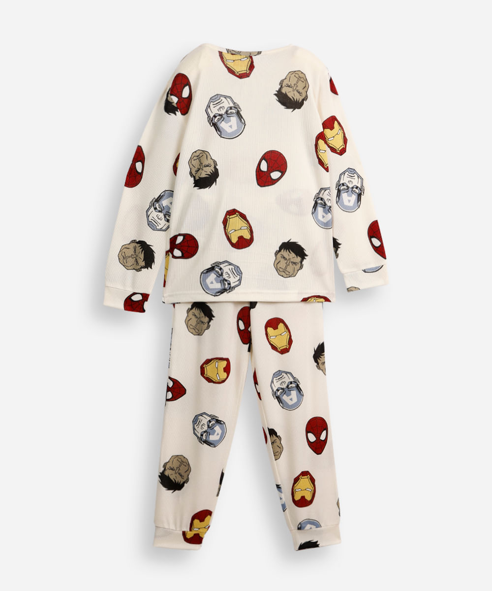 pijama longo infantil os vingadores off white