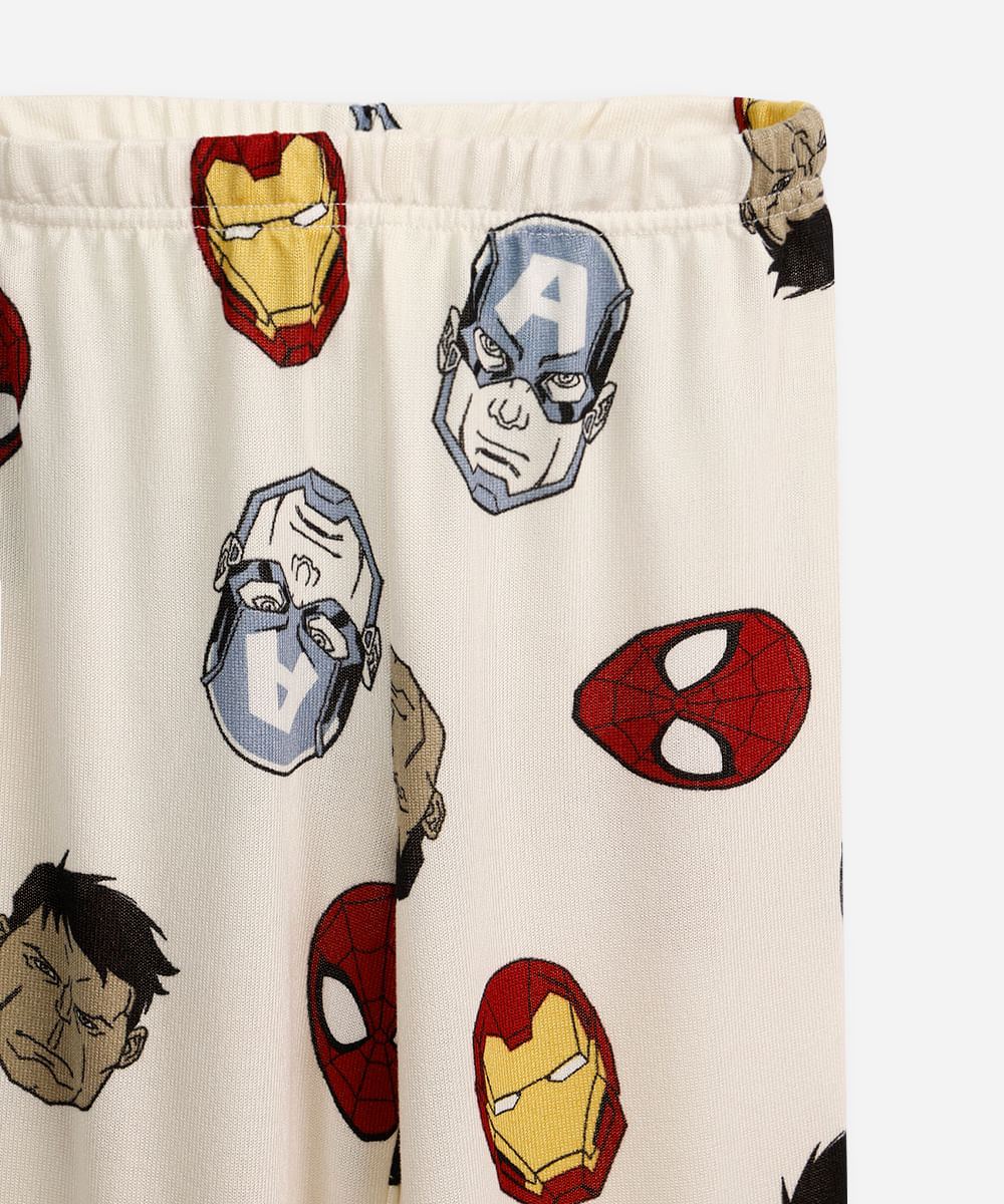 pijama longo infantil os vingadores off white