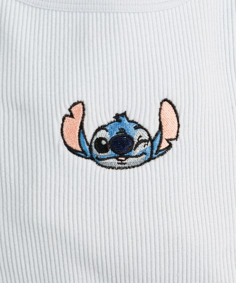 conjunto infantil curto canelado stitch azul