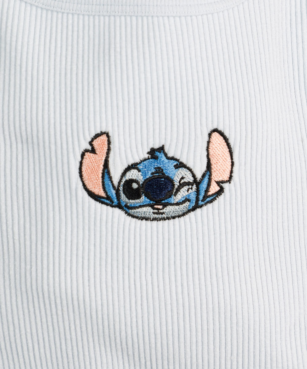 conjunto infantil curto canelado stitch azul