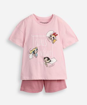 pijama curto infantil as meninas super poderosas rosa