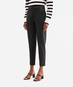 calça de alfaiataria feminina com pences cinza