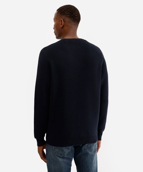 suéter de tricot canelado - azul marinho