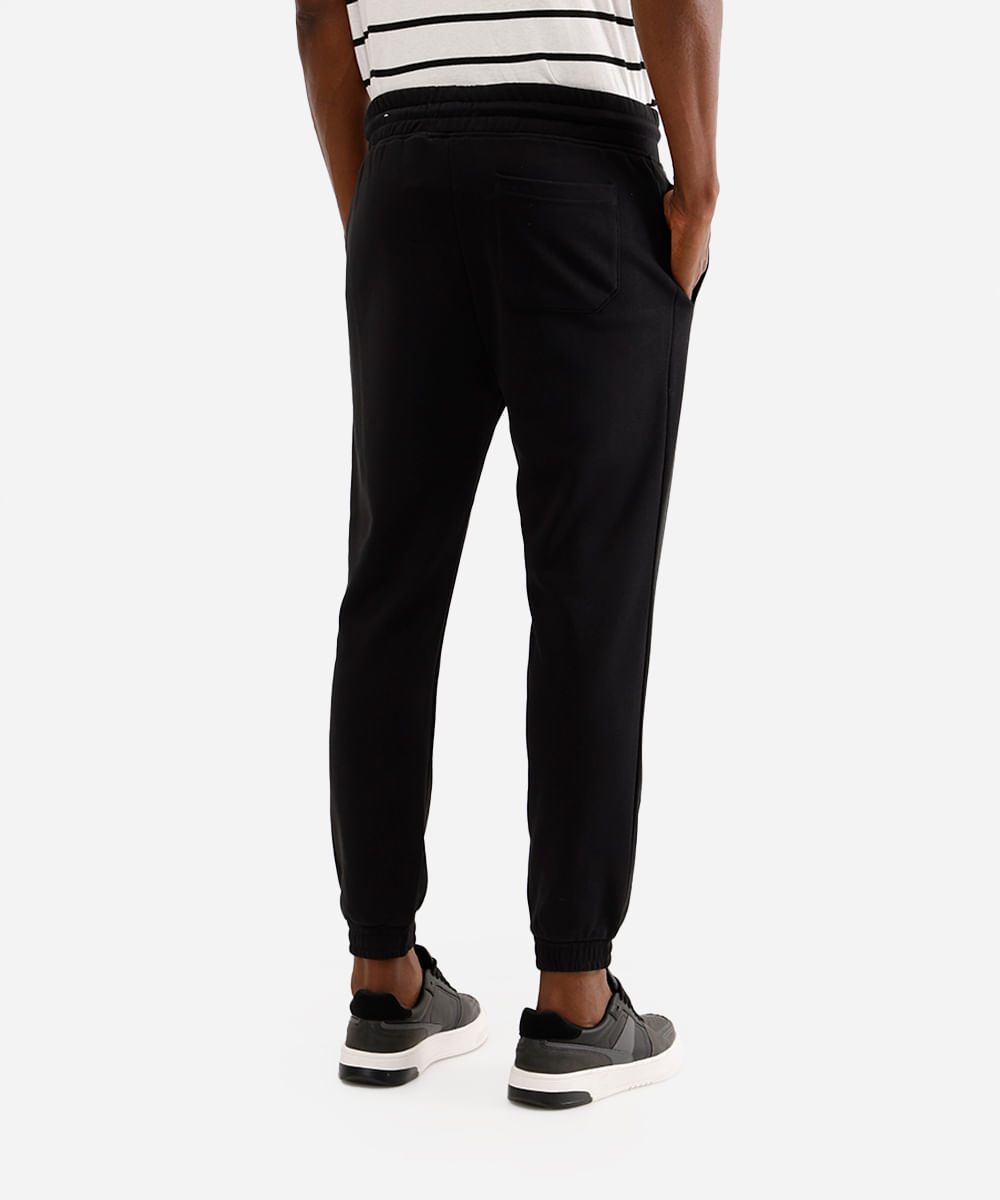 calça básica jogger masculina de moletom preto