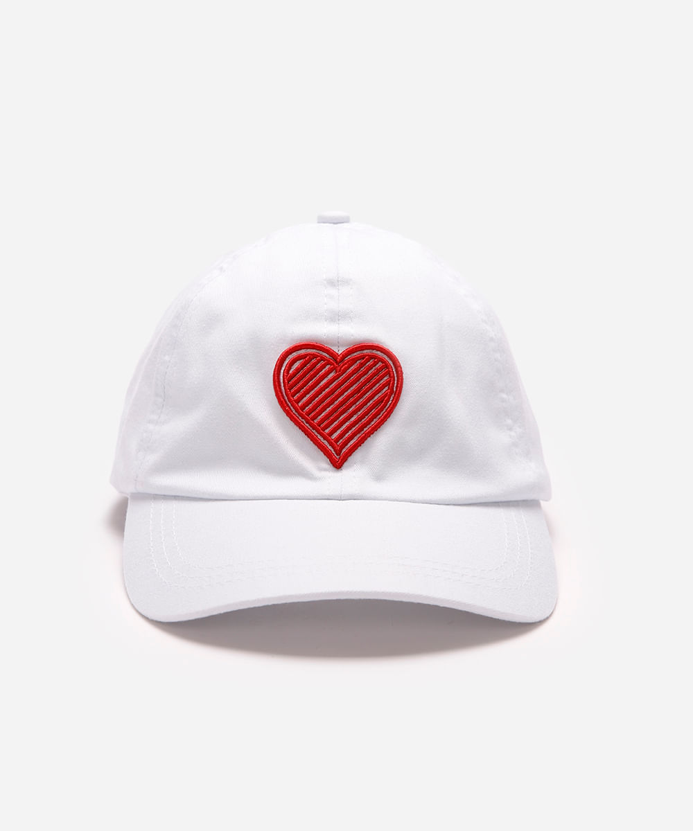 boné de sarja aba curva coração branco