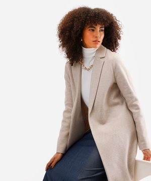 casaco longo feminino texturizado bege