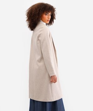 casaco longo feminino texturizado bege