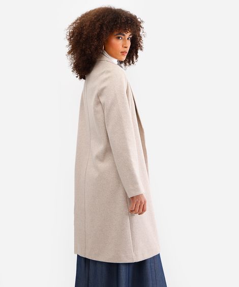 casaco longo feminino texturizado bege