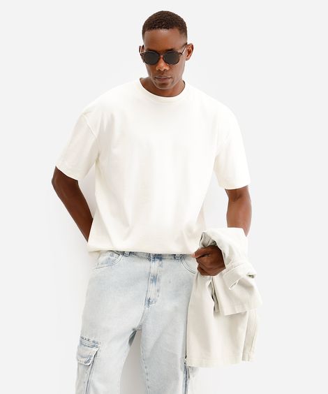camiseta oversized masculina de algodão peruano off white