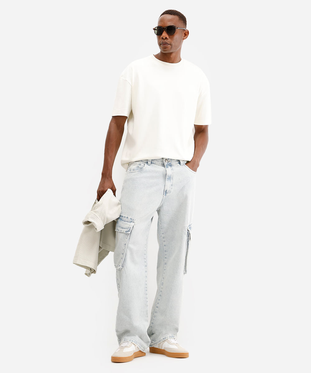 camiseta oversized masculina de algodão peruano off white