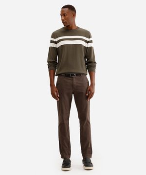 calça chino slim masculina de sarja marrom