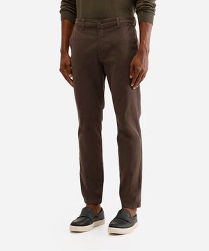 calça chino slim masculina de sarja marrom