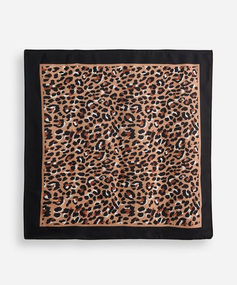 lenço feminino acetinado animal print marrom