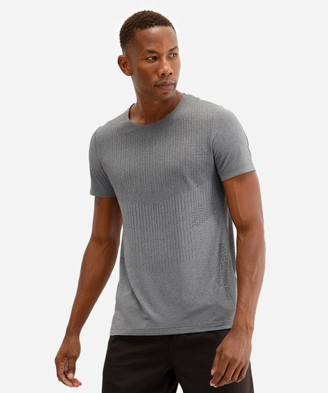 camiseta esportiva slim masculina cinza