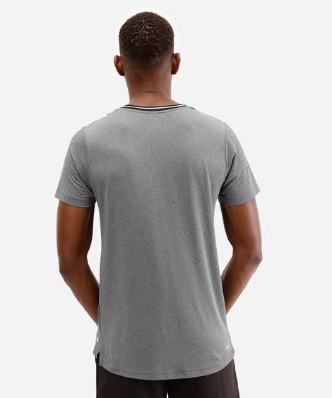camiseta esportiva slim masculina cinza
