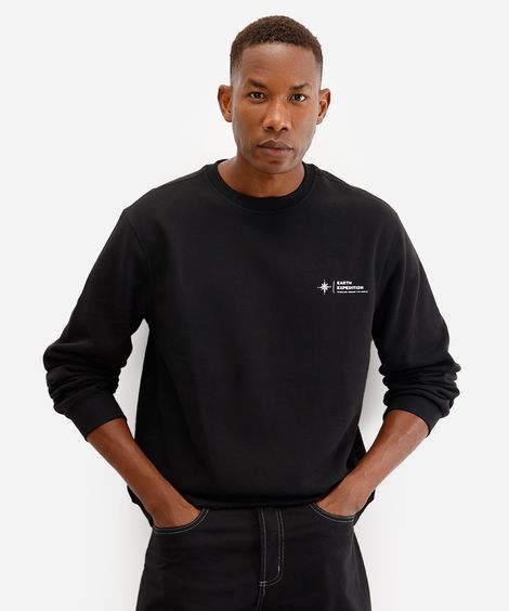 blusão masculino de moletom earth expedition preto