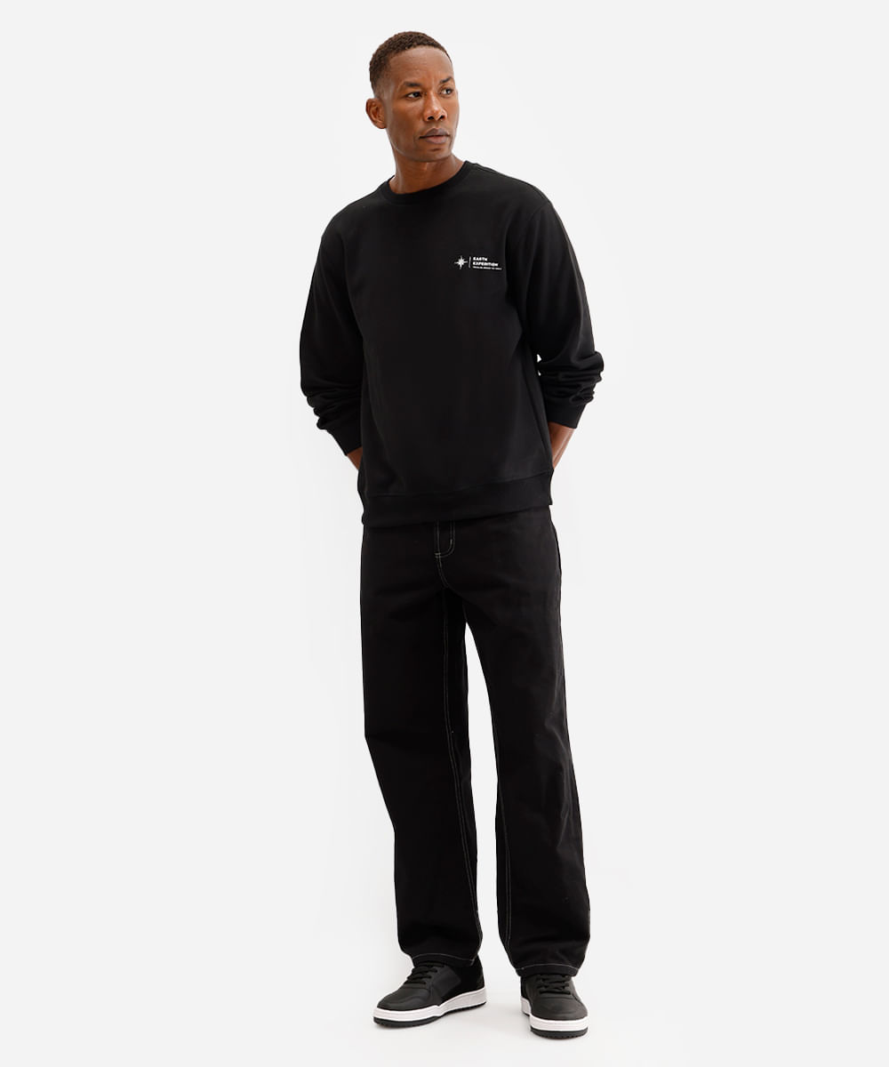 blusão masculino de moletom earth expedition preto