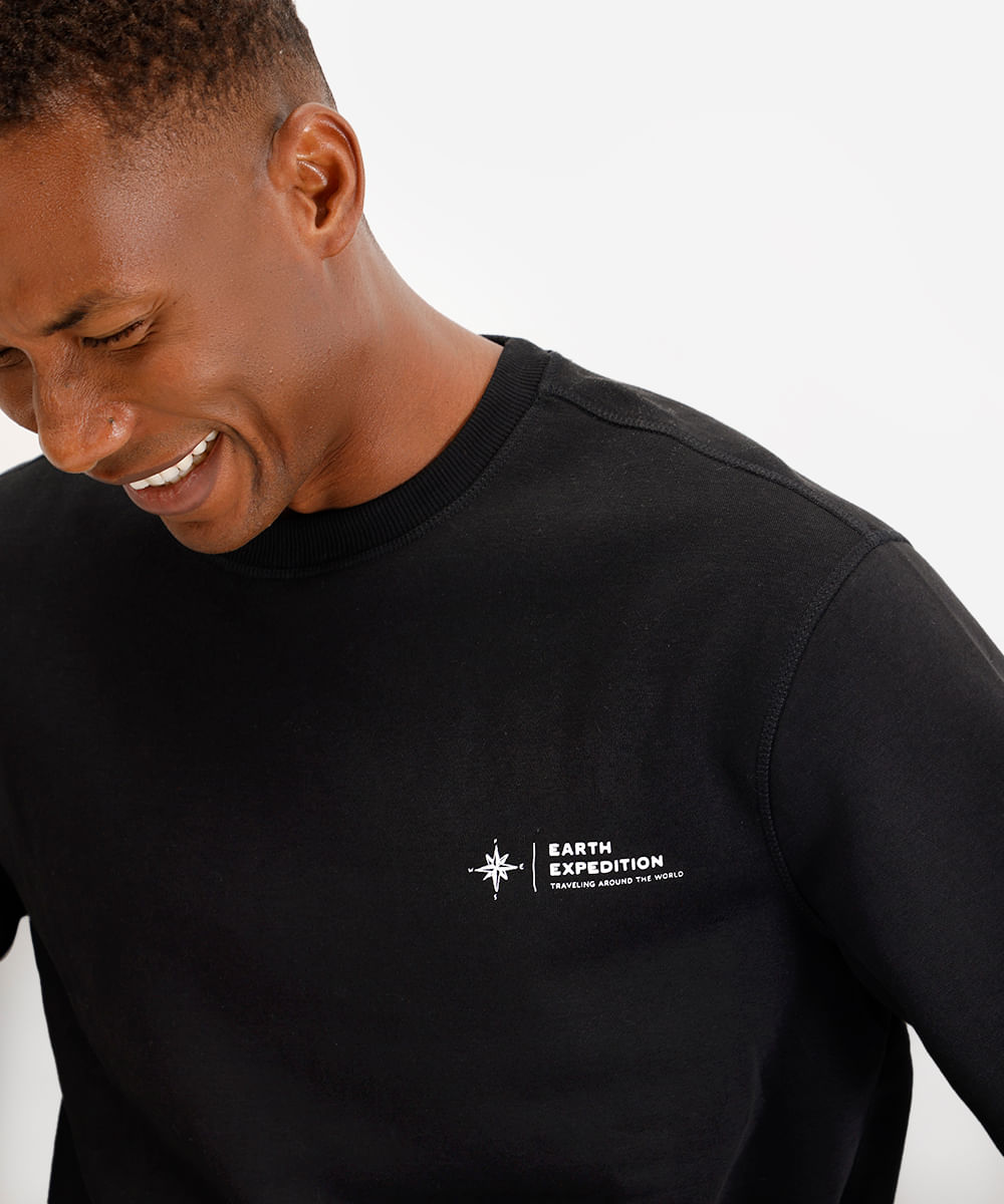 blusão masculino de moletom earth expedition preto