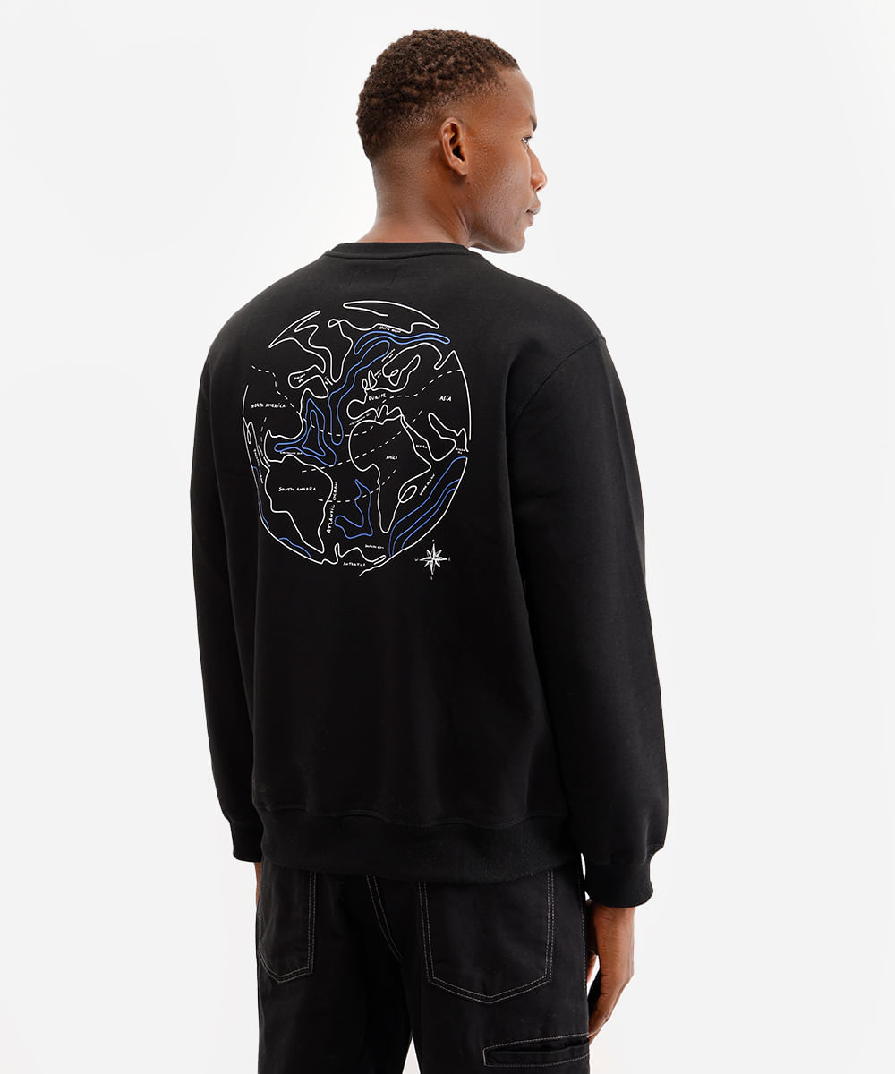 blusão masculino de moletom earth expedition preto