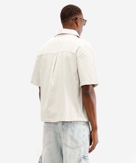 camisa masculina de sarja manga curta verde