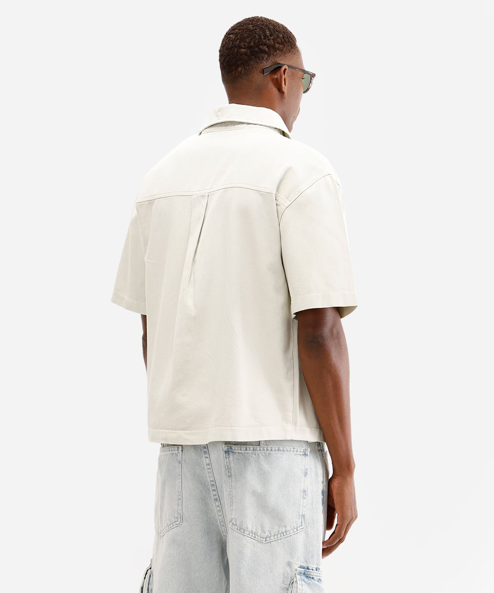 camisa masculina de sarja manga curta verde