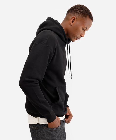 blusão oversized masculino de moletom com capuz preto