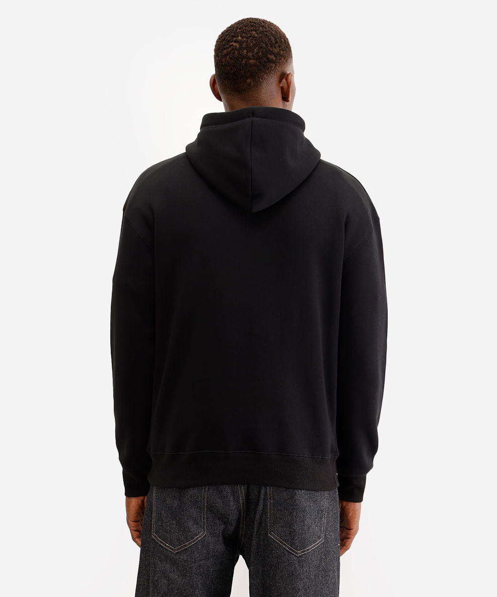 blusão oversized masculino de moletom com capuz preto