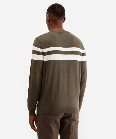 suéter comfort de tricot listrado verde