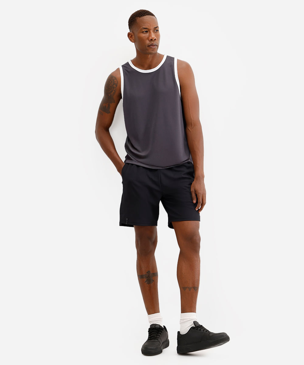 regata masculina esportiva texturizada cinza
