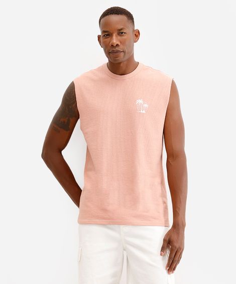 regata machão masculina de algodão vibes rosa