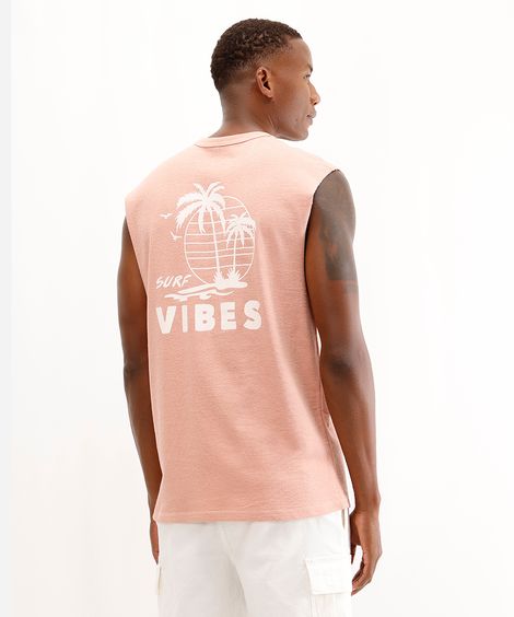 regata machão masculina de algodão vibes rosa