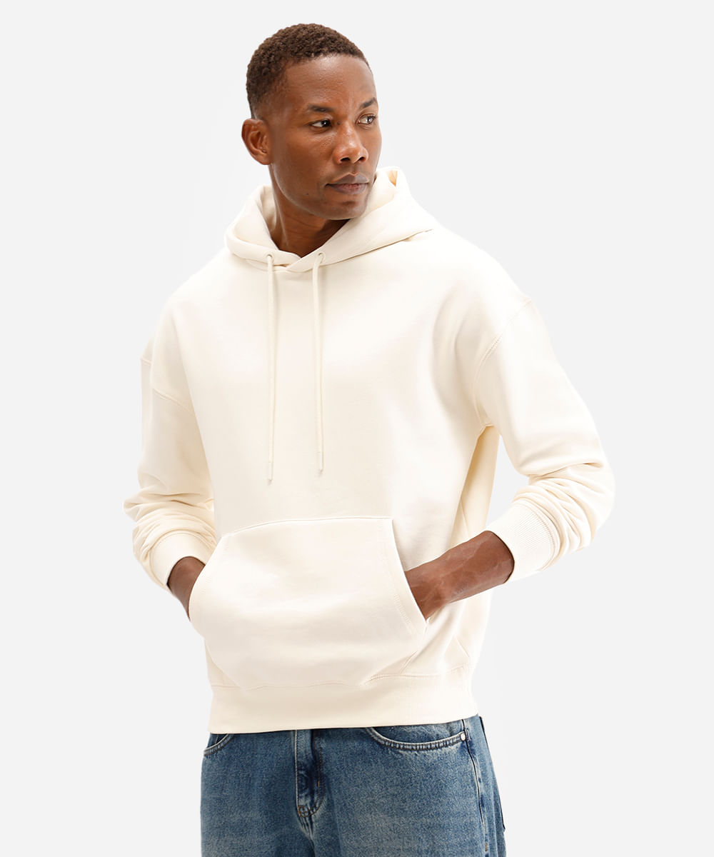 blusão oversized masculino de moletom com capuz off white