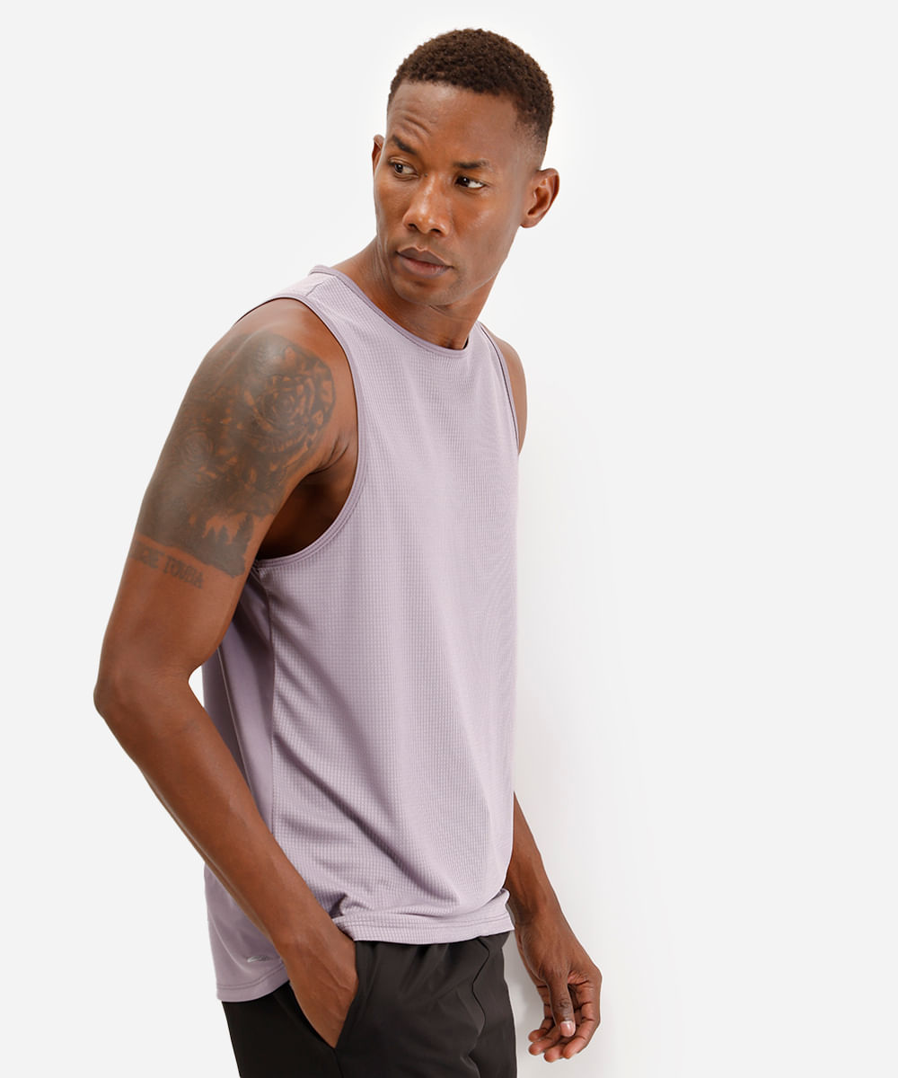 regata masculina run esportiva ace texturizada roxa