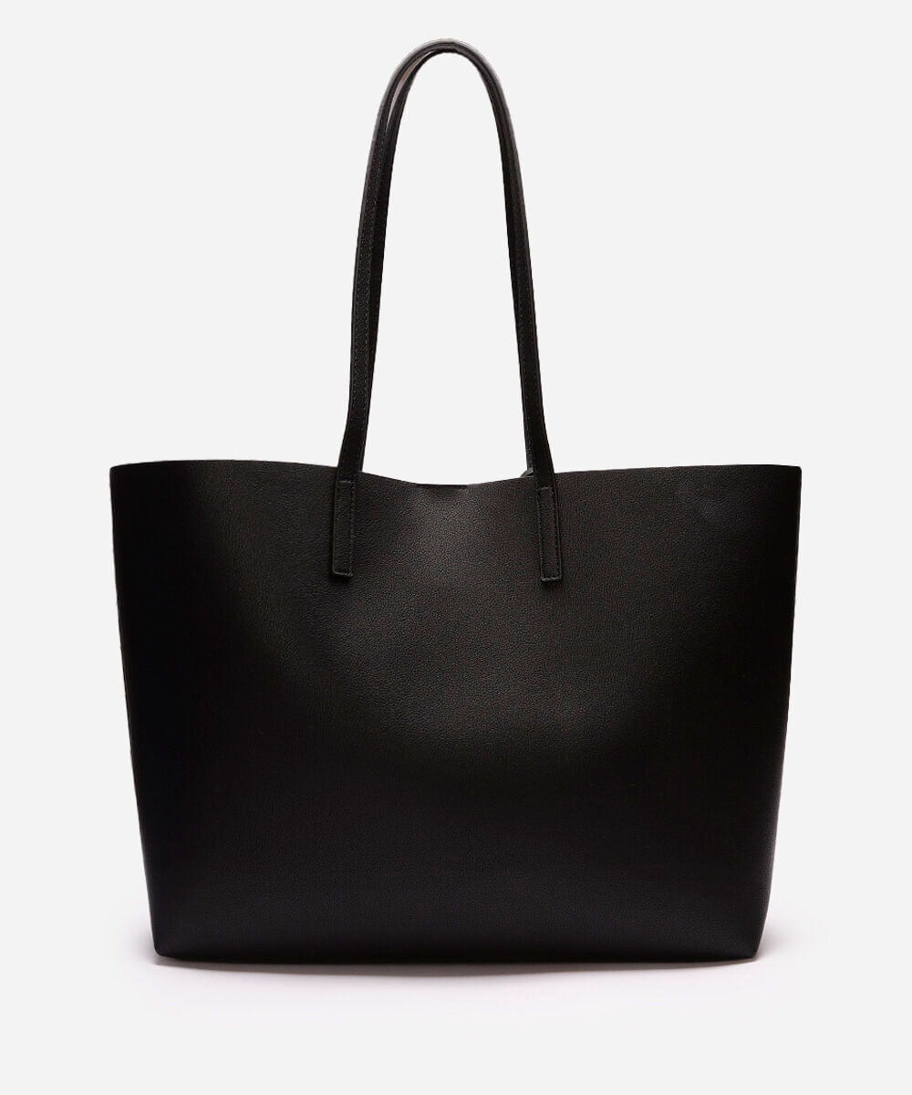 bolsa shopper feminina com carteira preta