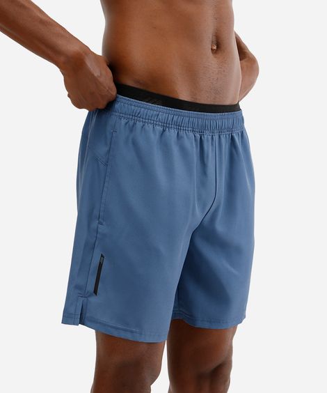 short masculino esportivo cós elástico azul
