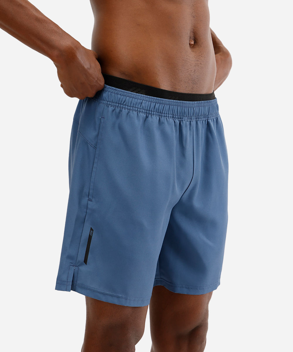 short masculino esportivo cós elástico azul