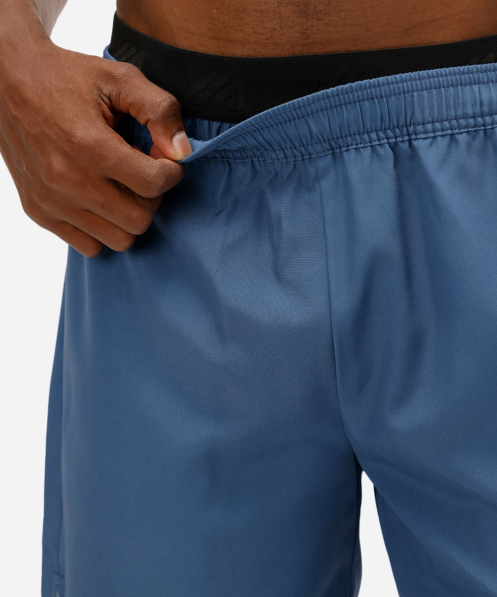 short masculino esportivo cós elástico azul